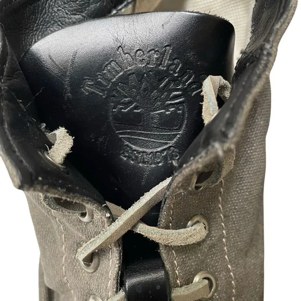 Timberland Authentic Chukka Mens 13 Lace-Up Boots Canvas‎ Black Leather High Top